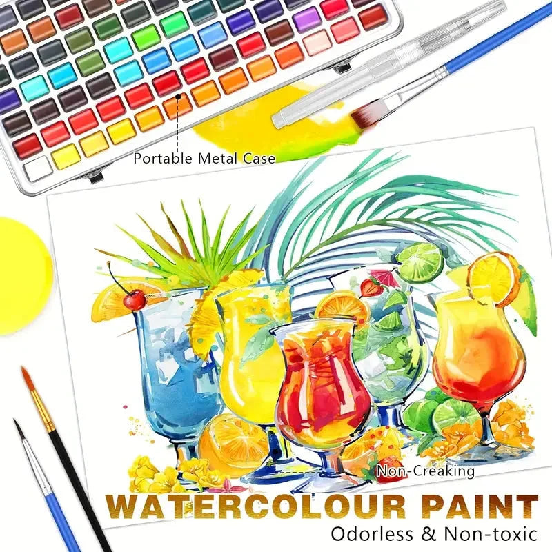 Watercolor Paint with Brushes, Professional Palette,Vibrant Travel Art Kit for Adults and Artists, Watercolor Painting Supplies