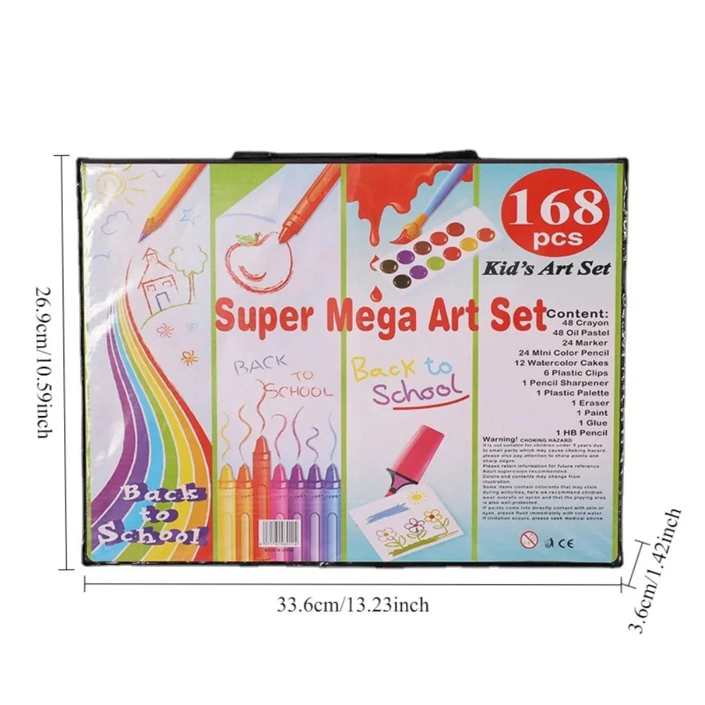 168pcs Office School Supplies Art drawing Set Oil Pastels Watercolor Markers Kids Painting Kit for Children Students School Gift