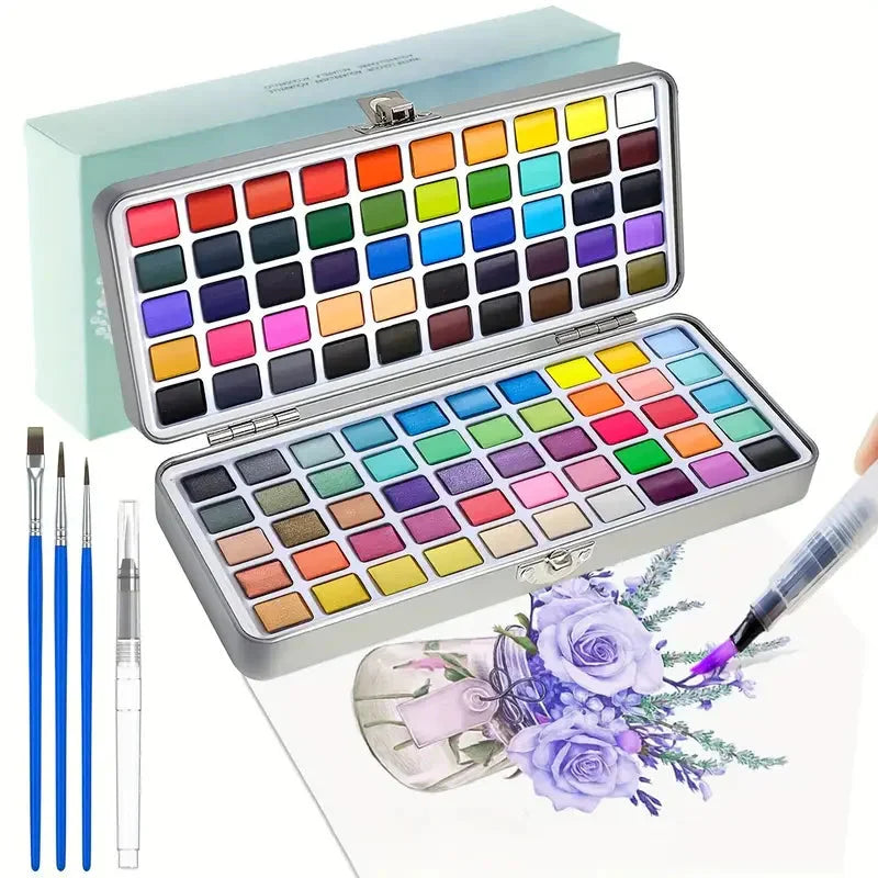 Watercolor Paint with Brushes, Professional Palette,Vibrant Travel Art Kit for Adults and Artists, Watercolor Painting Supplies