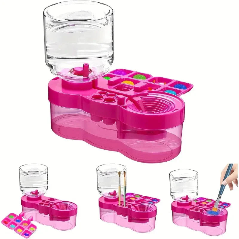 5-in-1 Art Supplies Kit with Water Wheel, Brush Holder & Palette - Watercolor & Acrylic Painting Set for Adults & Students